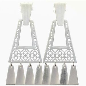 Kendra Scott Kase Small Statement Fringe Earrings, Bright Silver Tone